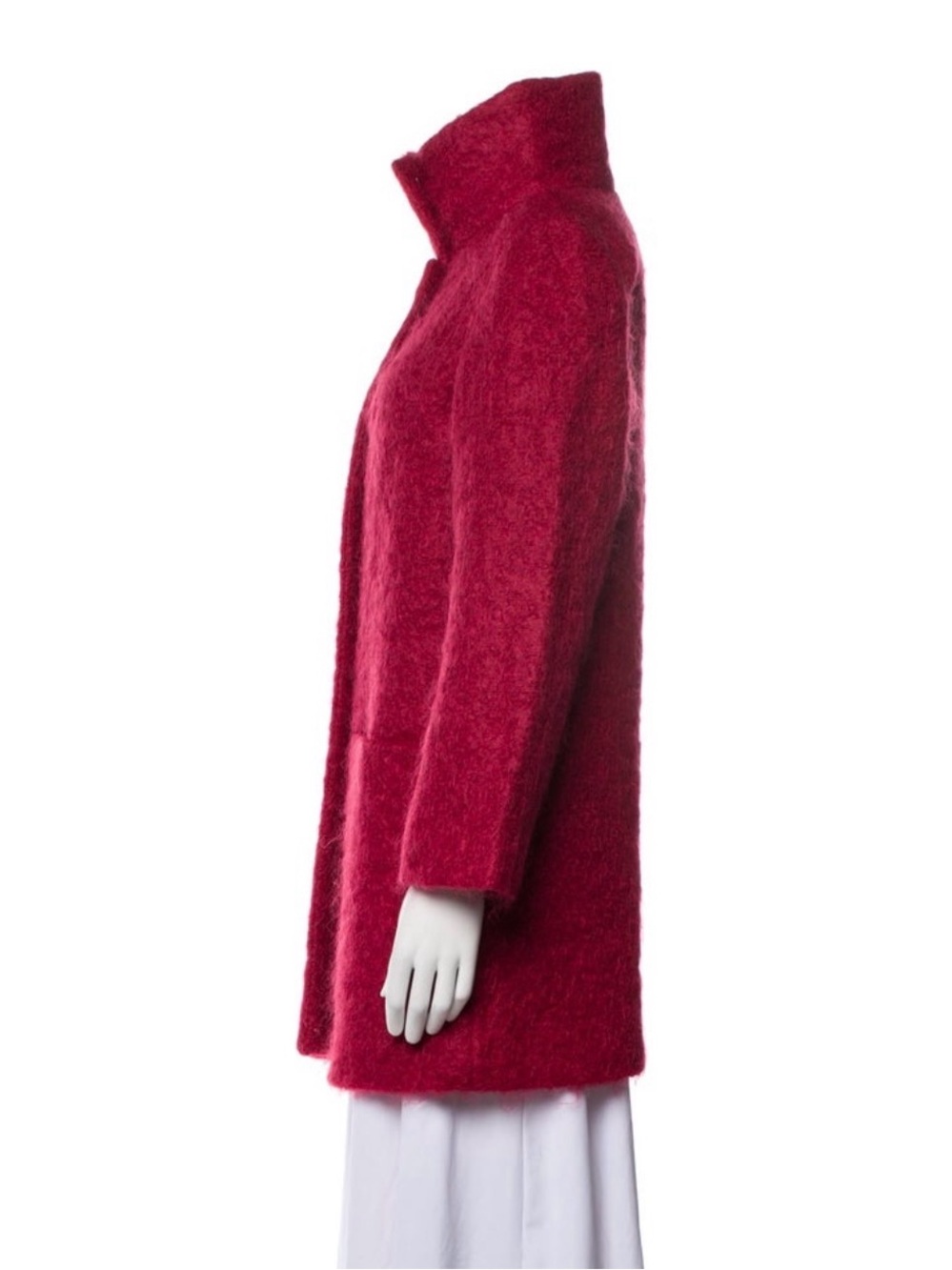 Agnes B cherry red Button-Front Wool Blend Coat - Picture 2 of 4